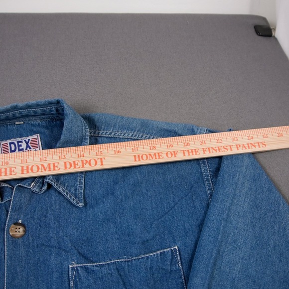Retro DEX Original Western Denim Chore Work Shirt Jacket Blue Button Pocket Men - Picture 5 of 11